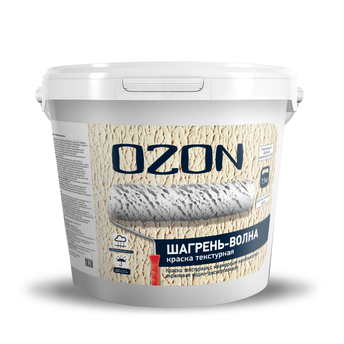 Краска декоративная текстурная OZON Шагрень-волна ВД-АК-270М-7,5 белая  морозостойкая